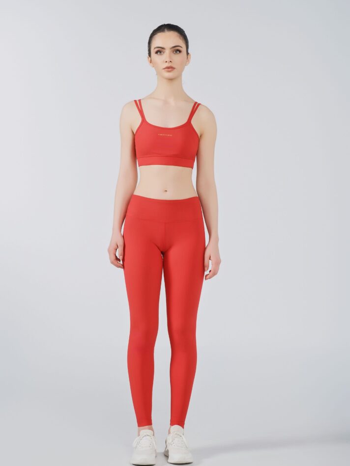 J.C MID RISE LEGGINGS - XS, RED JC