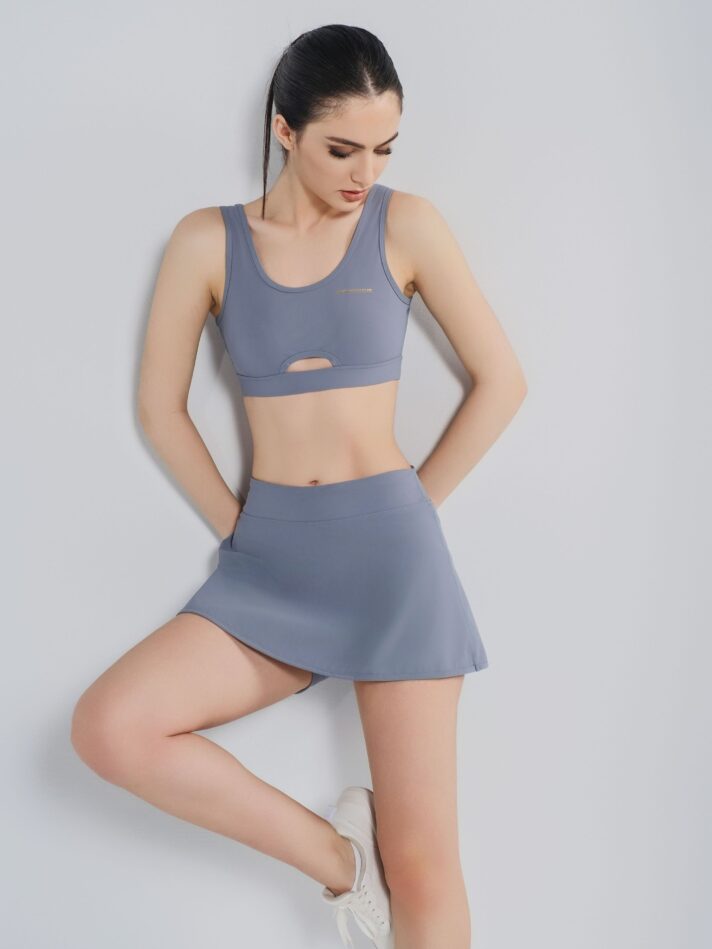 J.C SYNTH SKIRT - XS, GREY-BLUE JC