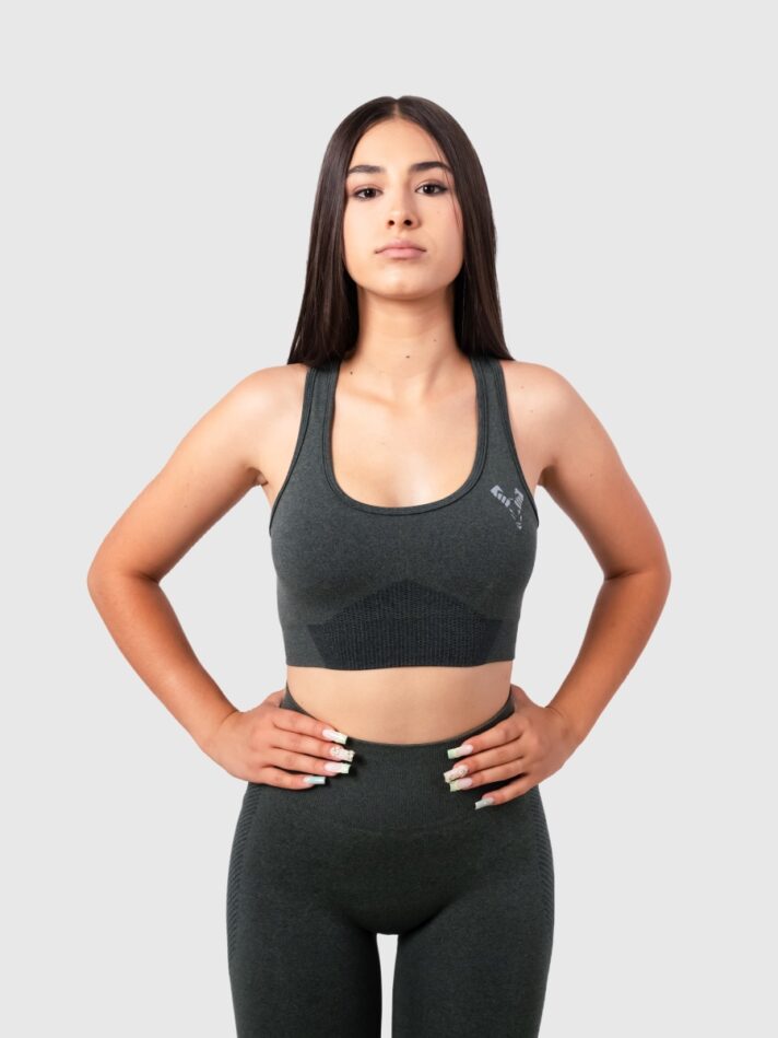 Contour Seamless Bra - S, Green Melange