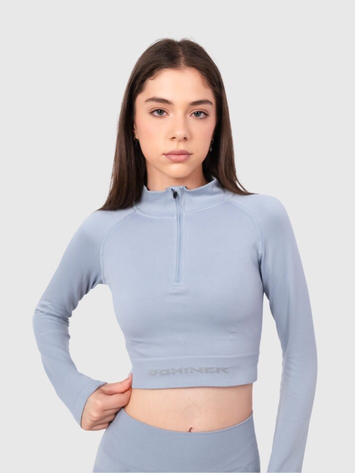 Contour Seamless Zip Crop - S, Blue S