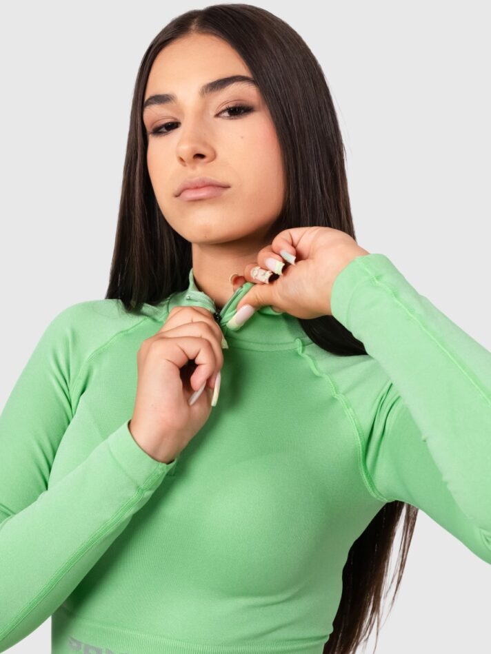 Contour Seamless Zip Crop - S, Green S